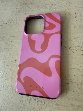 Burga Pink & Coral Wave Pattern Protective Phone Case - iPhone 13 Pro